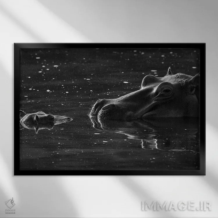 تابلو اسب آبی با بچهاش اثر المر وایس - نمای قابدار مشکی