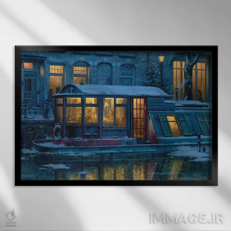 تابلو ساعت چای عصر اثر اوگنی لوشپین - نمای قابدار مشکی