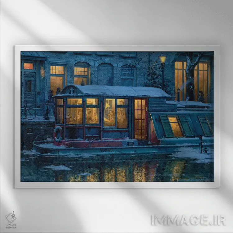 تابلو ساعت چای عصر اثر اوگنی لوشپین - نمای قابدار سفید