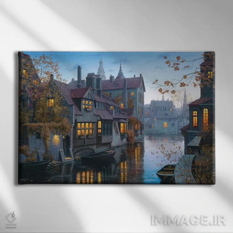 تابلو پاییز در بروژ (بلژیک) اثر اوگنی لوشپین - نمای روبهرو روی دیوار