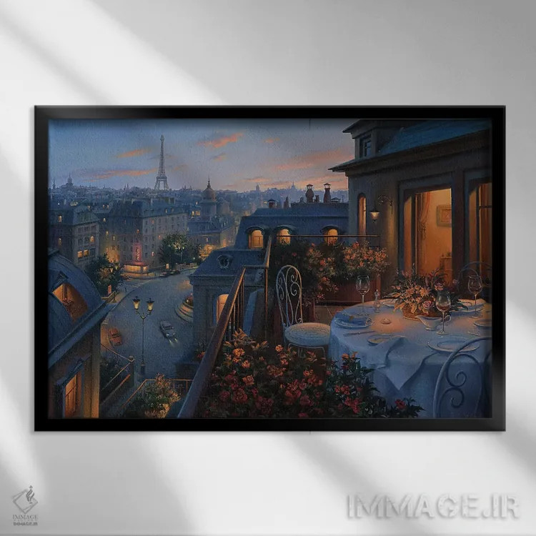 تابلو غروب پاریس اثر اوگنی لوشپین - نمای قابدار مشکی