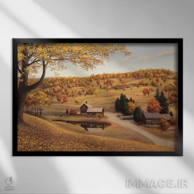 تابلو مزرعهٔ ورمونت (آمریکا) اثر اوگنی لوشپین - نمای قابدار مشکی