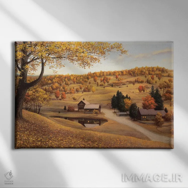 تابلو مزرعهٔ ورمونت (آمریکا) اثر اوگنی لوشپین - نمای روبهرو روی دیوار