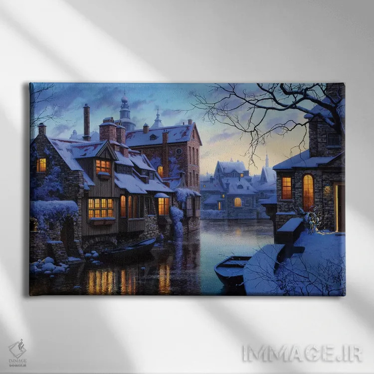 تابلو ونیز شمالی (لقب شهرهای اروپایی نظیر آمستردام/سنپترزبورگ) اثر اوگنی لوشپین - نمای روبهرو روی دیوار