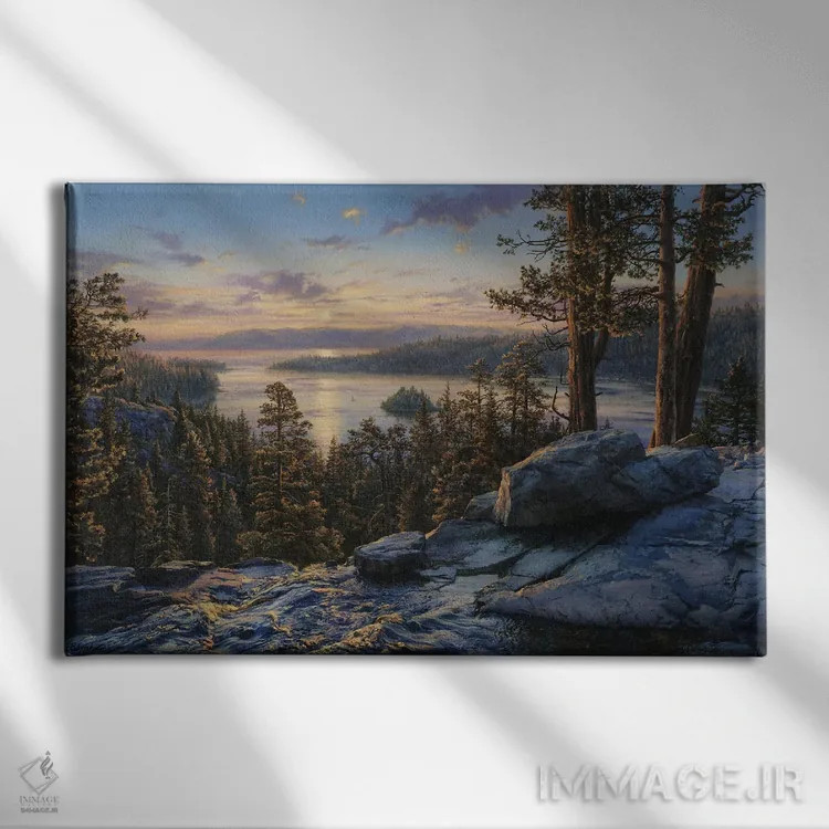 تابلو سپیدهدم در دریاچه تاهو اثر اوگنی لوشپین - نمای روبهرو روی دیوار