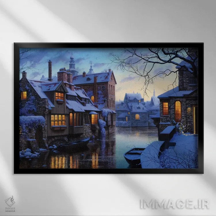 تابلو ونیز شمالی (لقب شهرهای اروپایی نظیر آمستردام/سنپترزبورگ) اثر اوگنی لوشپین - نمای قابدار مشکی