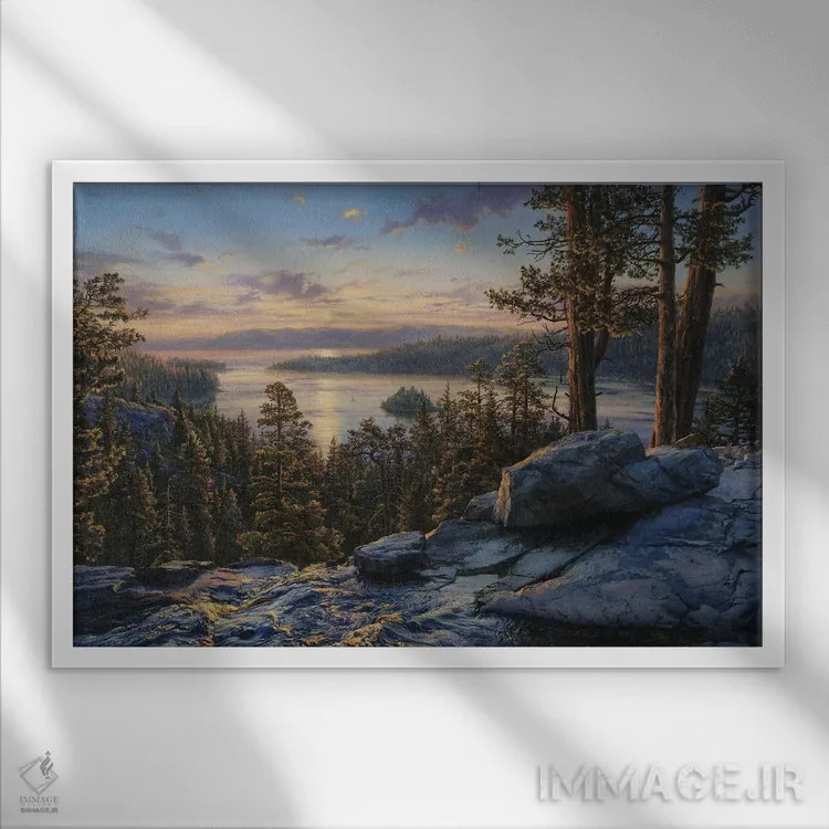 تابلو سپیدهدم در دریاچه تاهو اثر اوگنی لوشپین - نمای قابدار سفید