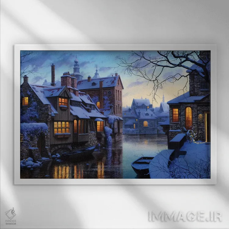 تابلو ونیز شمالی (لقب شهرهای اروپایی نظیر آمستردام/سنپترزبورگ) اثر اوگنی لوشپین - نمای قابدار سفید