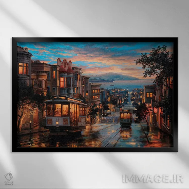 تابلو بهشت تلهکابین اثر اوگنی لوشپین - نمای قابدار مشکی