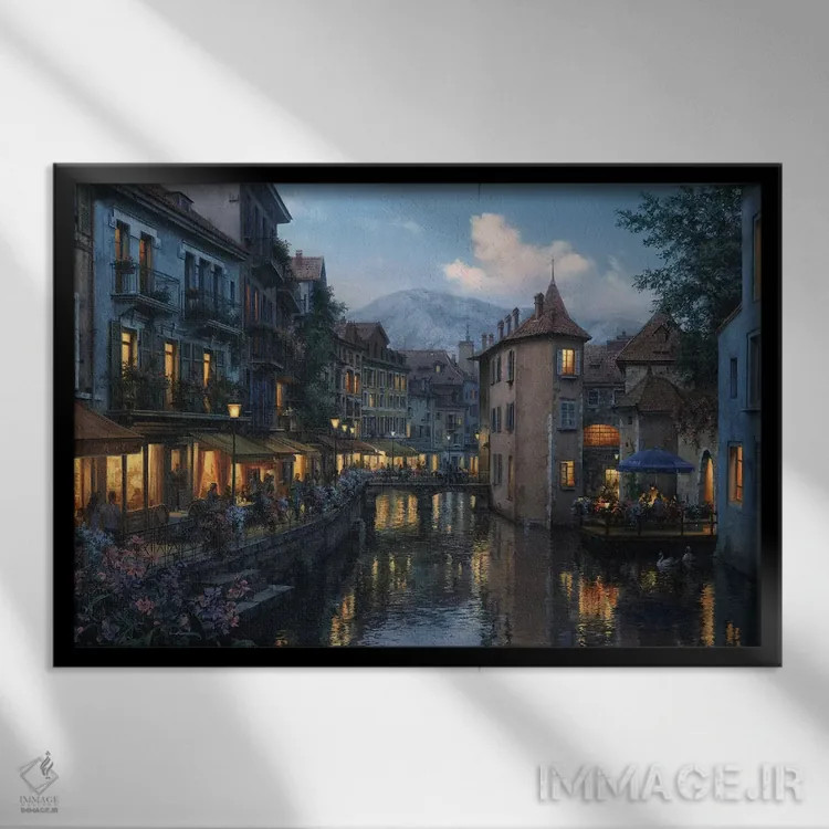 تابلو عصر در آنسی (فرانسه) اثر اوگنی لوشپین - نمای قابدار مشکی