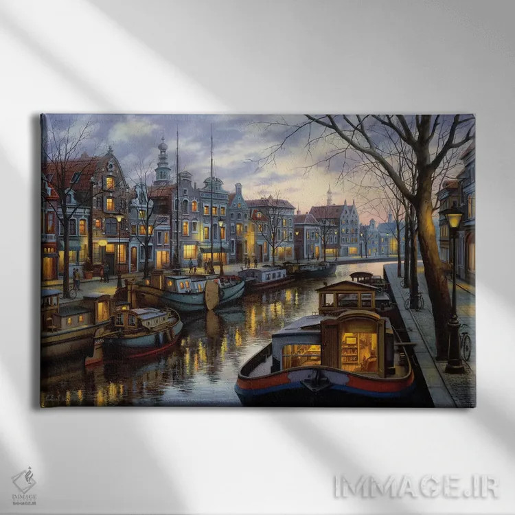 تابلو زندگی کانالی (در کنار کانال آب) اثر اوگنی لوشپین - نمای روبهرو روی دیوار