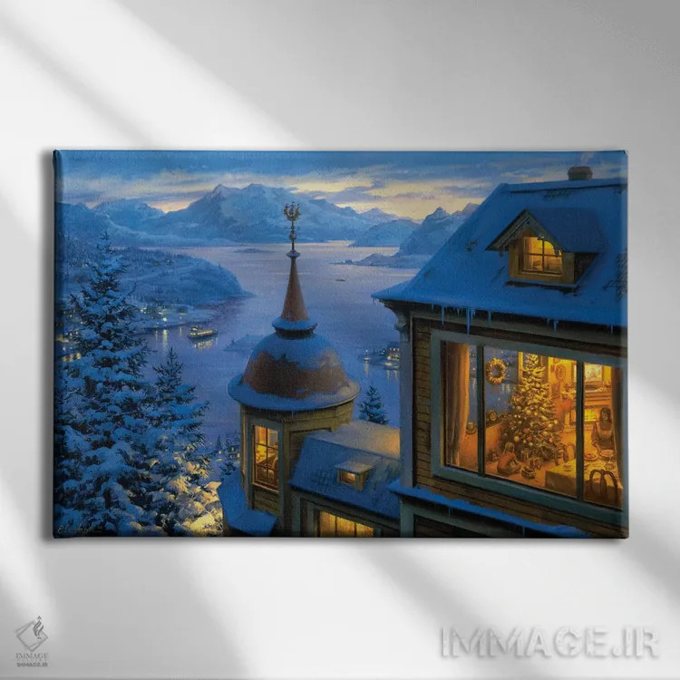 تابلو بازگشت به خانه برای کریسمس اثر اوگنی لوشپین - نمای روبهرو روی دیوار