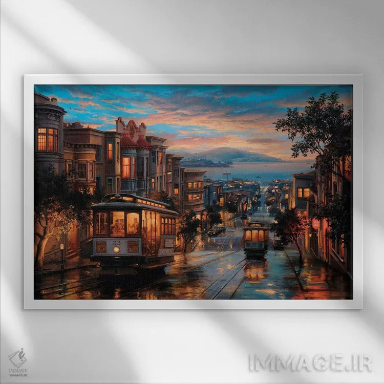 تابلو بهشت تلهکابین اثر اوگنی لوشپین - نمای قابدار سفید