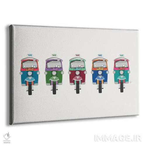 تابلو "توکتوکهای تایلند در یک صف" اثر لایمن کریتیو کو. (شرکت/استودیو خلاق) - نمای پرسپکتیو محصول