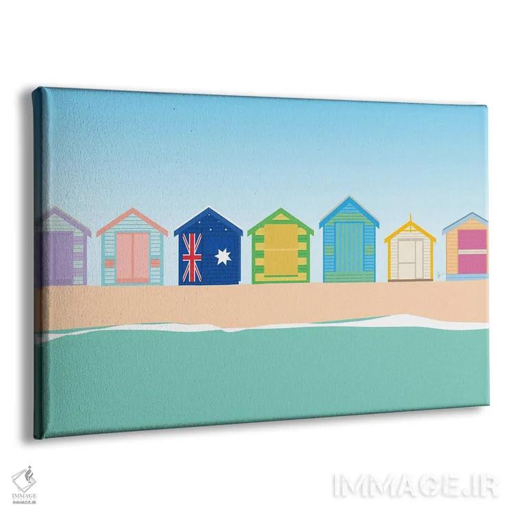 تابلو "کلبههای شنای ساحل برایتون، ملبورن، استرالیا" اثر لایمن کریتیو کو. (شرکت/استودیو خلاق) - نمای پرسپکتیو محصول