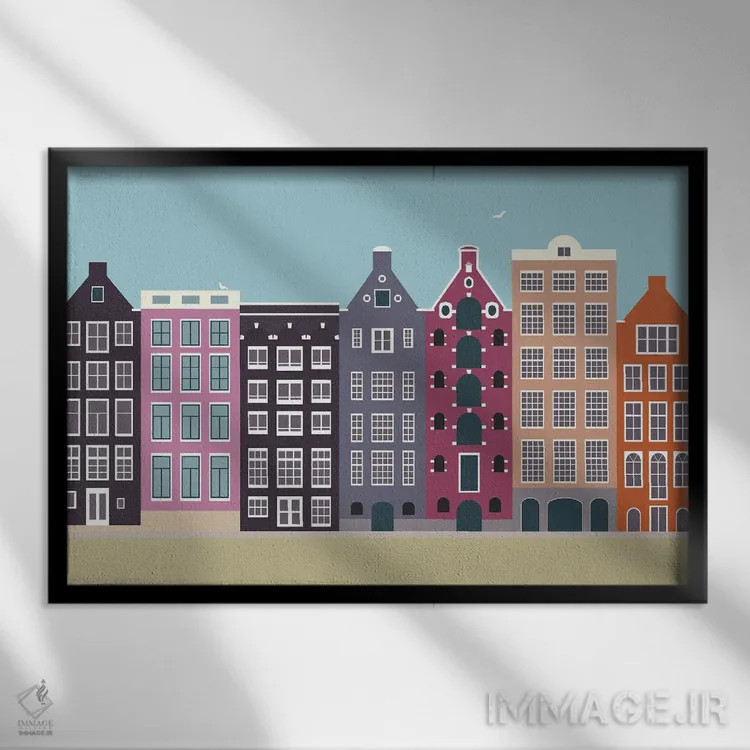 تابلو "دامراک، آمستردام، هلند" اثر لایمن کریتیو کو. (شرکت/استودیو خلاق) - نمای قابدار مشکی