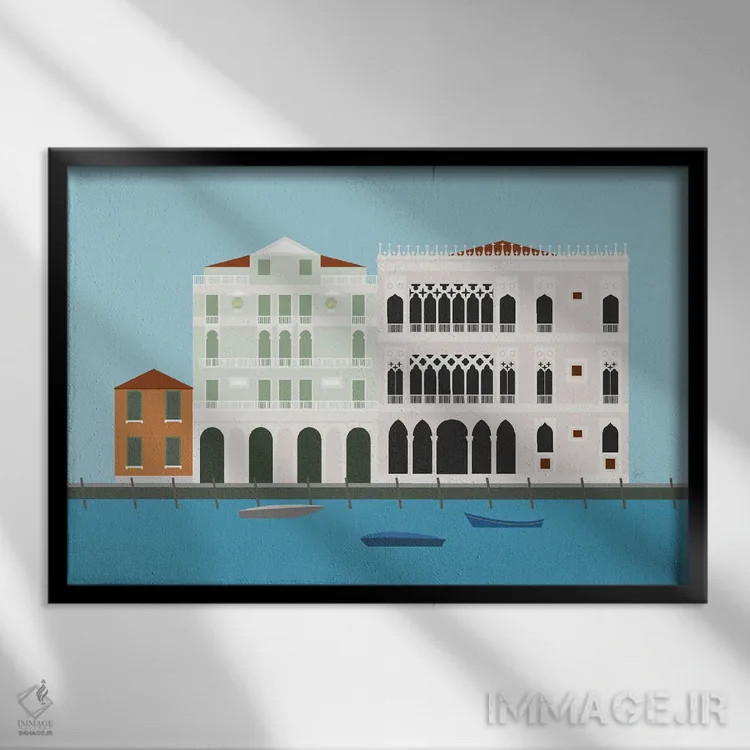 تابلو "کانالهای ونیز، ایتالیا" اثر لایمن کریتیو کو. (شرکت/استودیو خلاق) - نمای قابدار مشکی