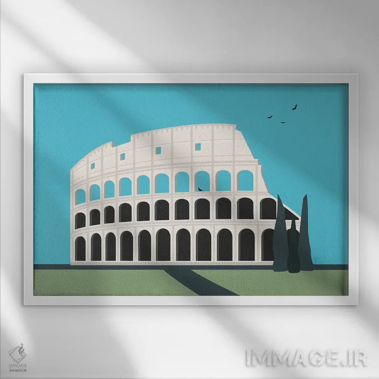 تابلو "کولوسئوم، رم، ایتالیا" اثر لایمن کریتیو کو. (شرکت/استودیو خلاق) - نمای قابدار سفید