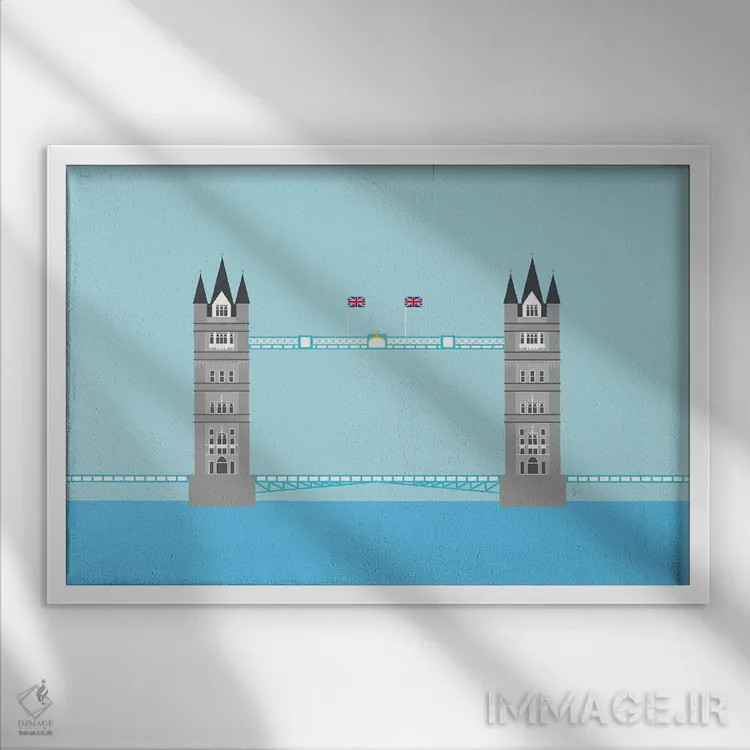 تابلو "لندن، انگلستان | پل تاور" اثر لایمن کریتیو کو. (شرکت/استودیو خلاق) - نمای قابدار سفید