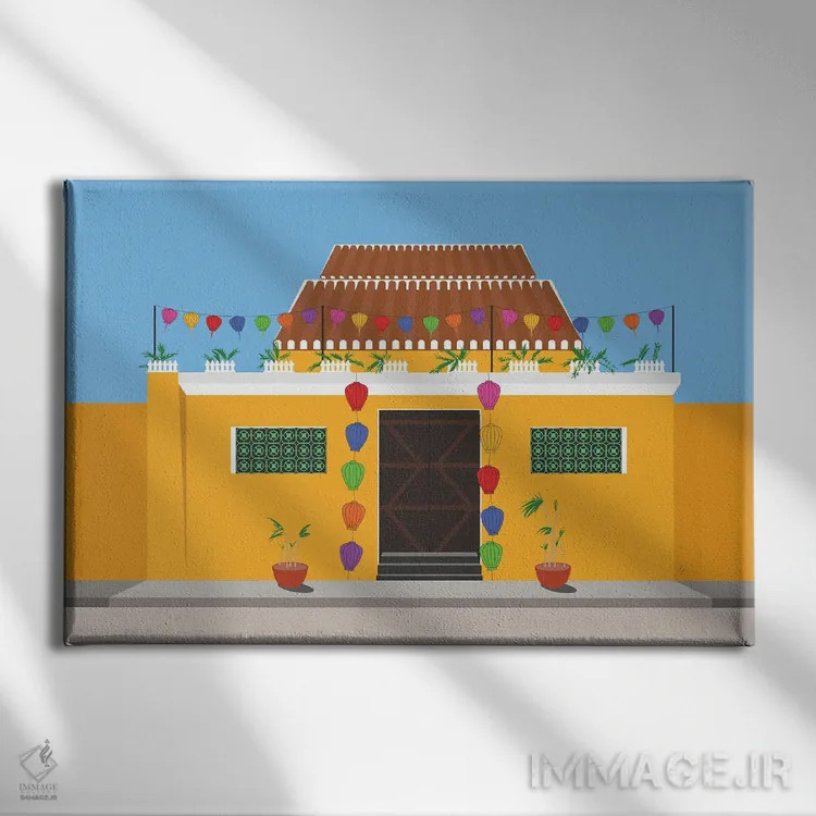 تابلو "فانوسهای خیابانی هوی آن، ویتنام" اثر لایمن کریتیو کو. (شرکت/استودیو خلاق) - نمای روبهرو روی دیوار