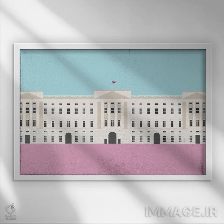 تابلو "لندن، انگلستان | کاخ باکینگهام" اثر لایمن کریتیو کو. (شرکت/استودیو خلاق) - نمای قابدار سفید