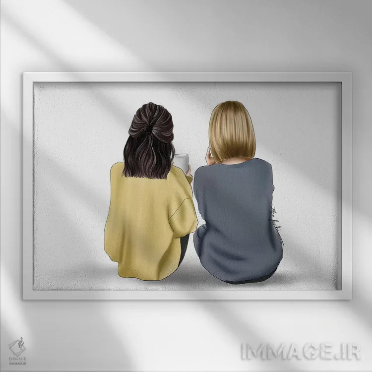 تابلو "من و مامان" اثر الزا فوچه - نمای قابدار سفید