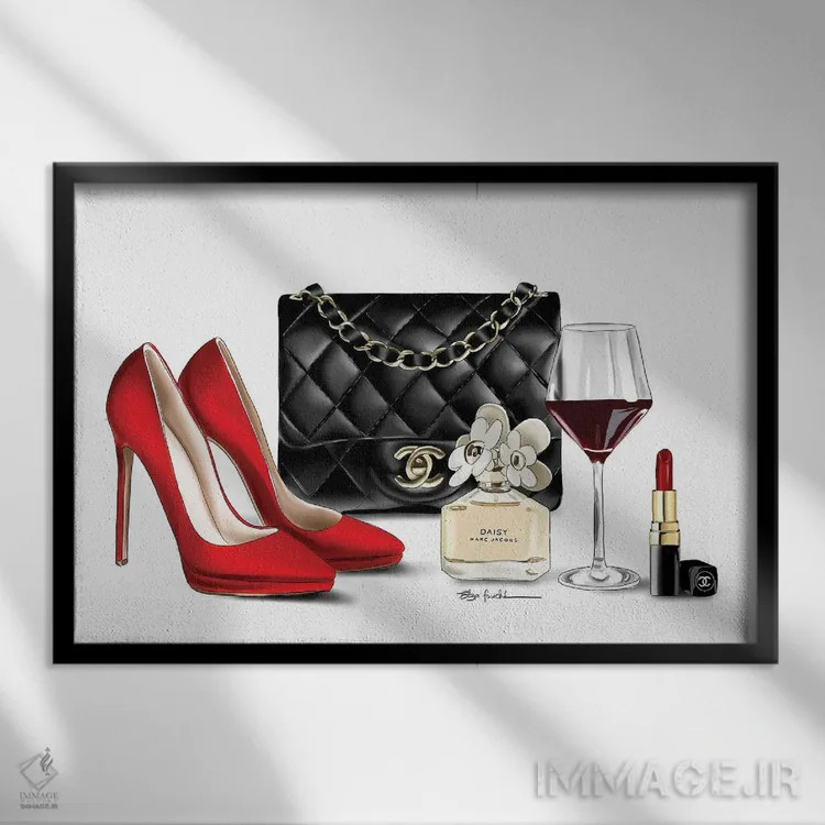 تابلو تمام لوازم ضروری اثر الزا فوچه - نمای قابدار مشکی