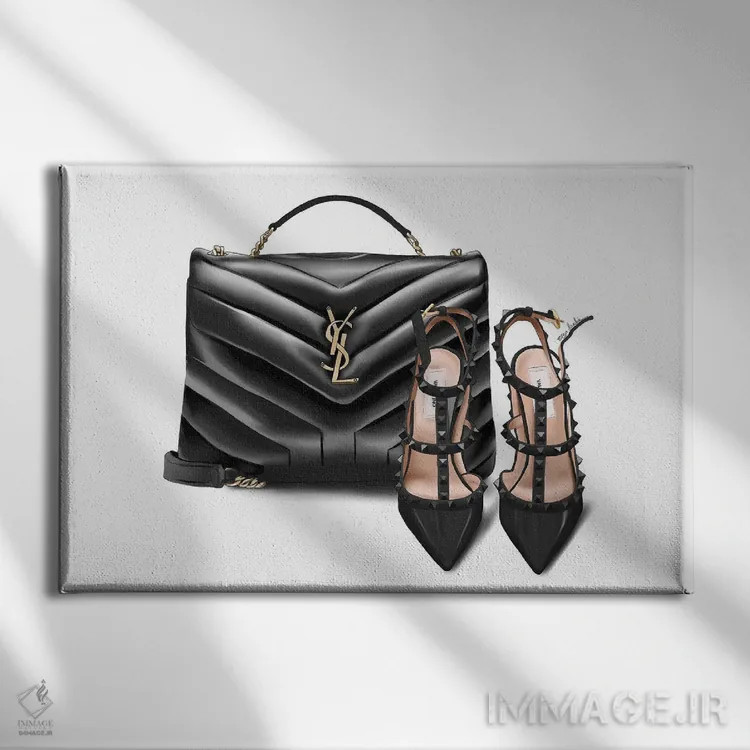 تابلو YSL و ولنتینو (برندهای مد) اثر الزا فوچه - نمای روبهرو روی دیوار