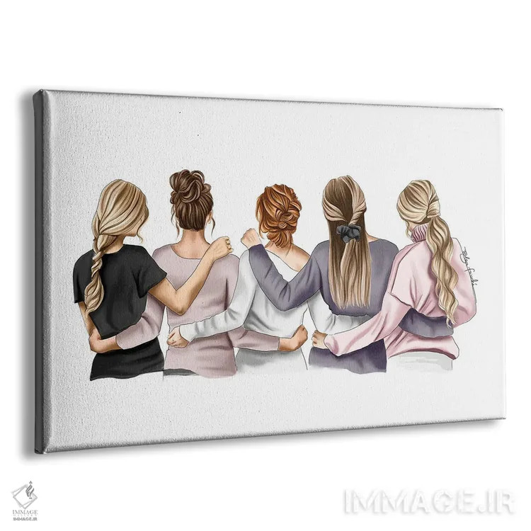 تابلو پنج دوست اثر الزا فوچه - نمای پرسپکتیو محصول