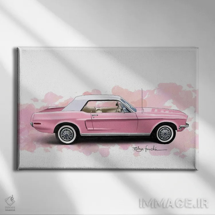 تابلو ماستَنگ صورتی اثر الزا فوچه - نمای روبهرو روی دیوار