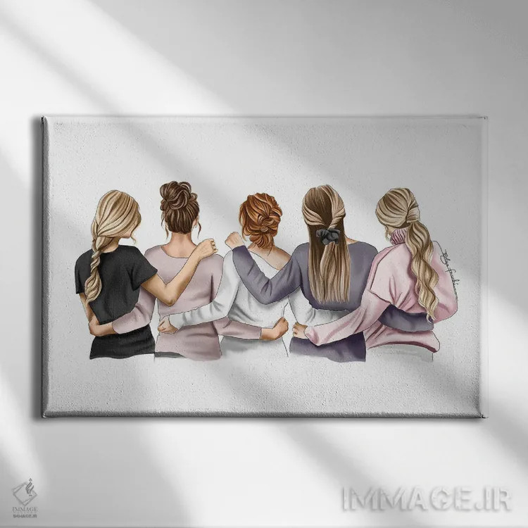 تابلو پنج دوست اثر الزا فوچه - نمای روبهرو روی دیوار
