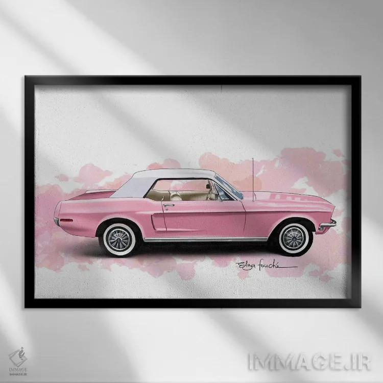 تابلو ماستَنگ صورتی اثر الزا فوچه - نمای قابدار مشکی