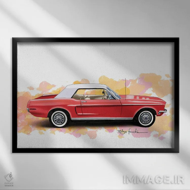 تابلو ماستَنگ قرمز اثر الزا فوچه - نمای قابدار مشکی