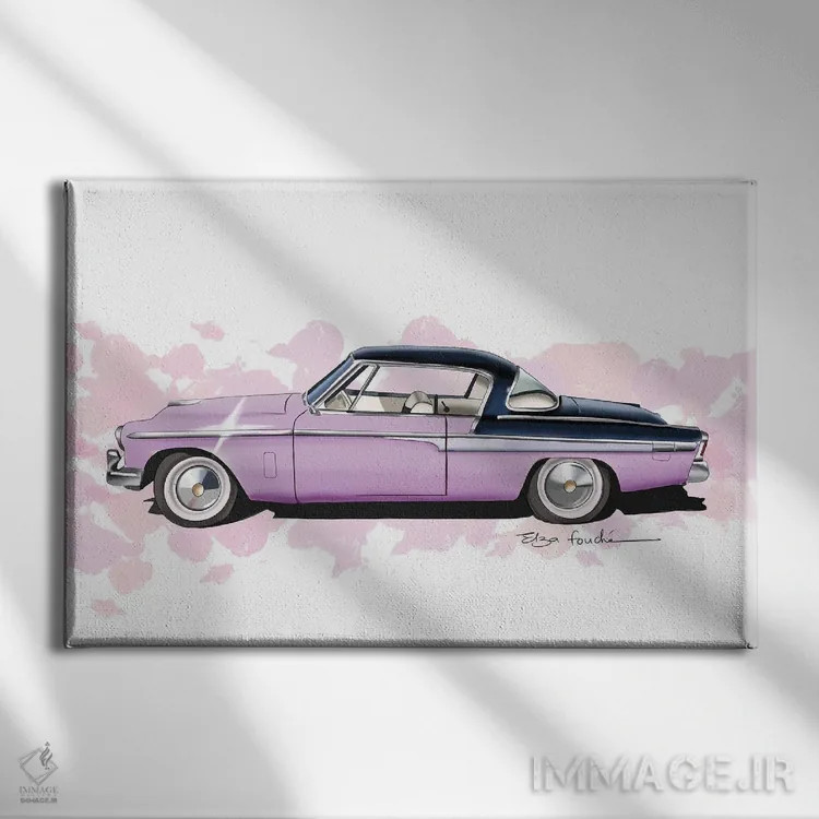 تابلو استودبیکر کامندر بنفش (مدل خودرو) اثر الزا فوچه - نمای روبهرو روی دیوار