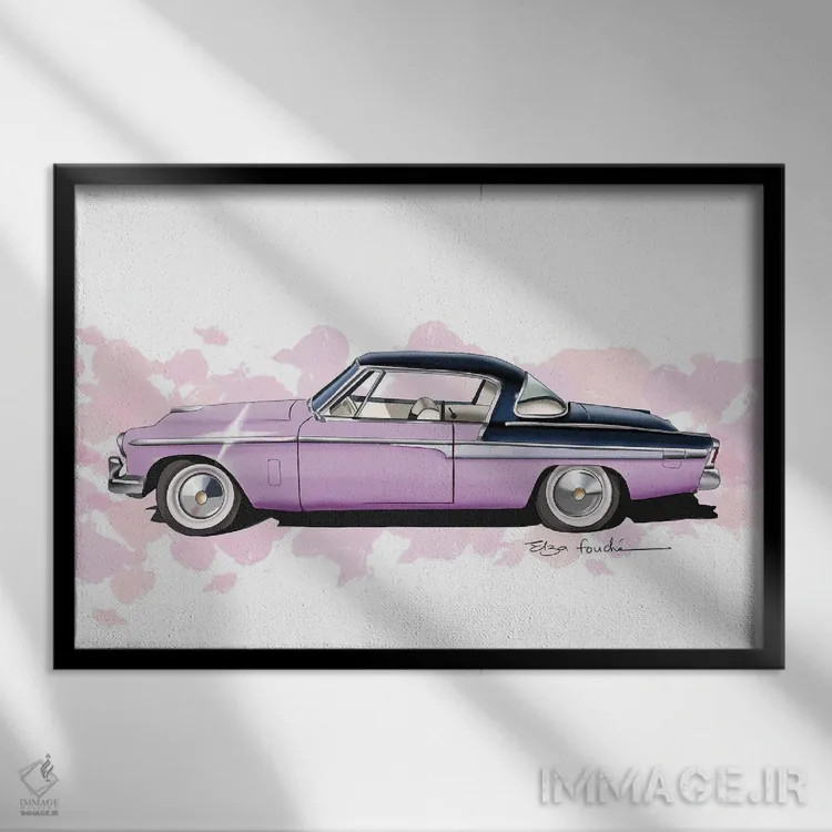 تابلو استودبیکر کامندر بنفش (مدل خودرو) اثر الزا فوچه - نمای قابدار مشکی