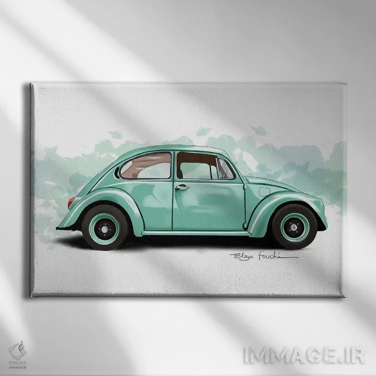 تابلو باگی سبز (خودرو تفریحی) اثر الزا فوچه - نمای روبهرو روی دیوار