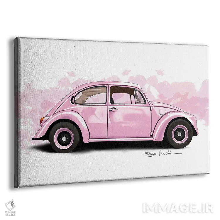 تابلو باگی صورتی (خودرو تفریحی) اثر الزا فوچه - نمای پرسپکتیو محصول