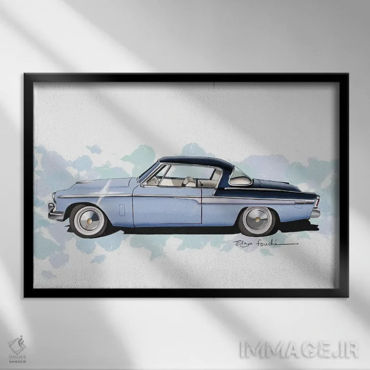 تابلو استودبیکر کامندر آبی (مدل خودرو) اثر الزا فوچه - نمای قابدار مشکی
