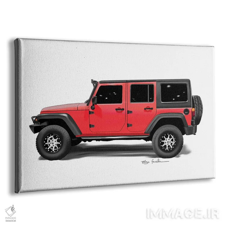 تابلو جیپ قرمز اثر الزا فوچه - نمای پرسپکتیو محصول