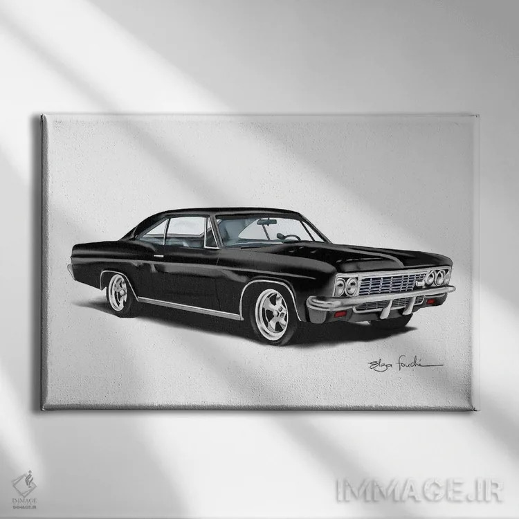 تابلو ایمپالا مشکی (مدل خودرو) اثر الزا فوچه - نمای روبهرو روی دیوار