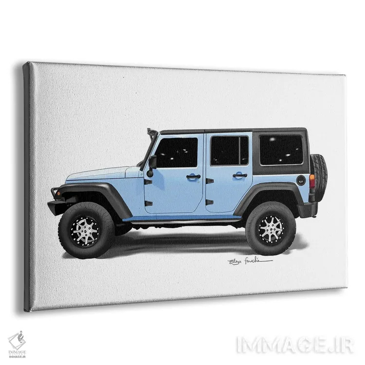تابلو جیپ آبی اثر الزا فوچه - نمای پرسپکتیو محصول