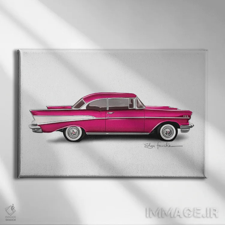 تابلو بل ایر صورتی (مدل خودرو) اثر الزا فوچه - نمای روبهرو روی دیوار