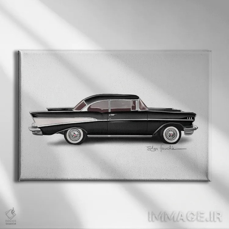تابلو بل ایر مشکی (مدل خودرو) اثر الزا فوچه - نمای روبهرو روی دیوار