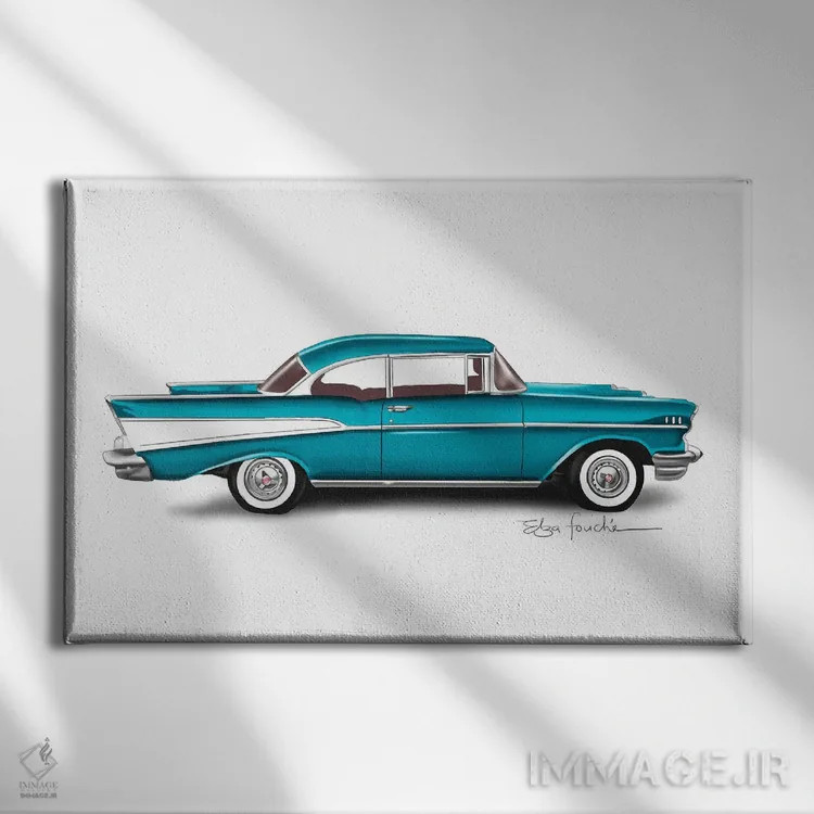 تابلو بل ایر آبی (مدل خودرو) اثر الزا فوچه - نمای روبهرو روی دیوار