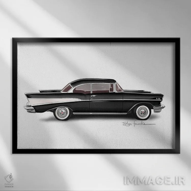 تابلو بل ایر مشکی (مدل خودرو) اثر الزا فوچه - نمای قابدار مشکی