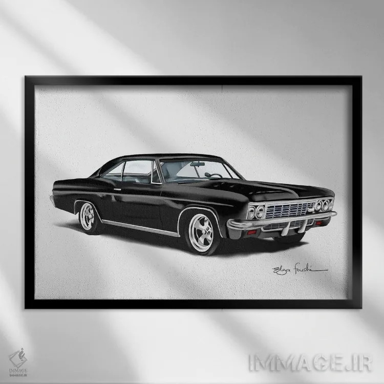 تابلو ایمپالا مشکی (مدل خودرو) اثر الزا فوچه - نمای قابدار مشکی