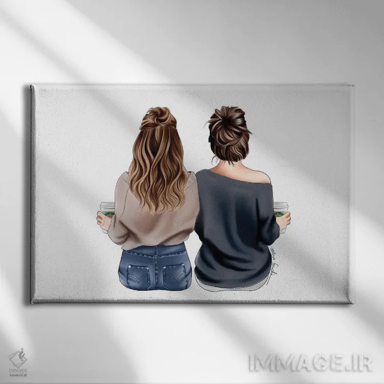 تابلو دوستان قهوهدوست اثر الزا فوچه - نمای روبهرو روی دیوار