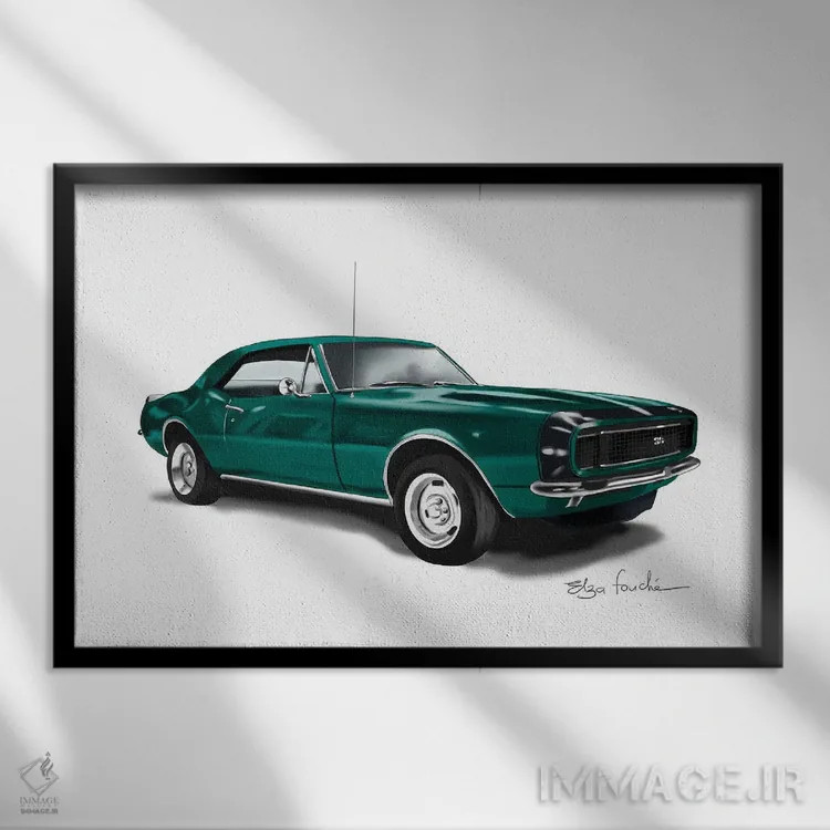 تابلو کامارو (مدل خودرو) اثر الزا فوچه - نمای قابدار مشکی