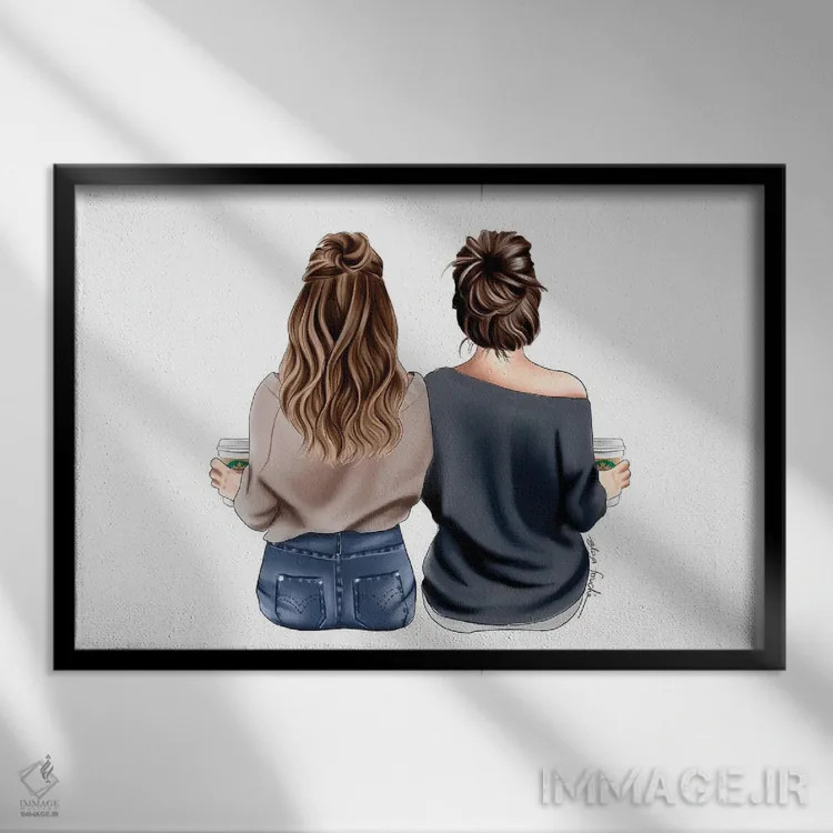 تابلو دوستان قهوهدوست اثر الزا فوچه - نمای قابدار مشکی