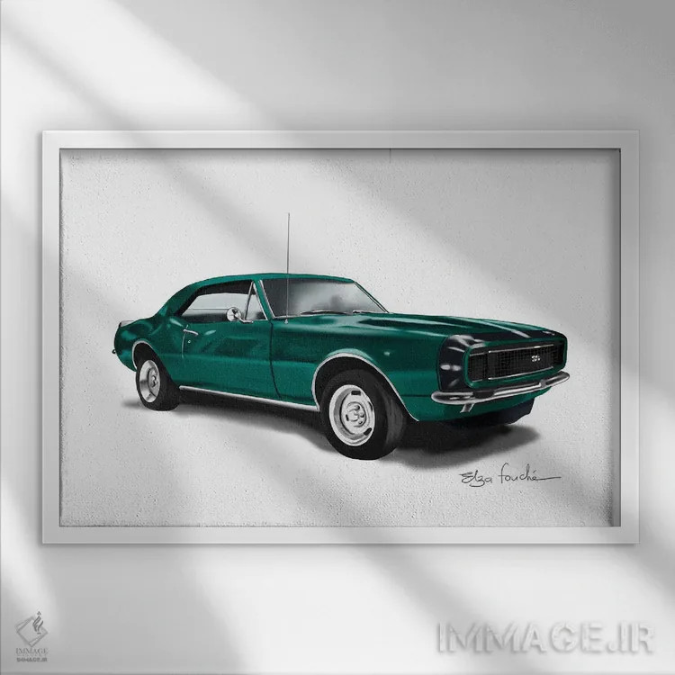 تابلو کامارو (مدل خودرو) اثر الزا فوچه - نمای قابدار سفید